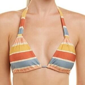 VIX PAULA HERMANNY Guadalupe Striped Triangle Bikini Top Small